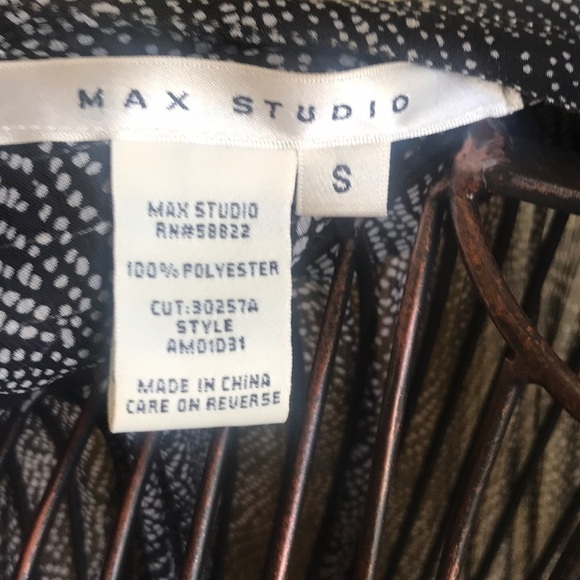Max Studio black and white sheer tie front top - Picture 7 of 7